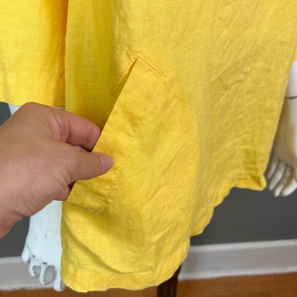 Flax top medium linen pullover yellow tunic NWT office lagenlook - Picture 4 of 14